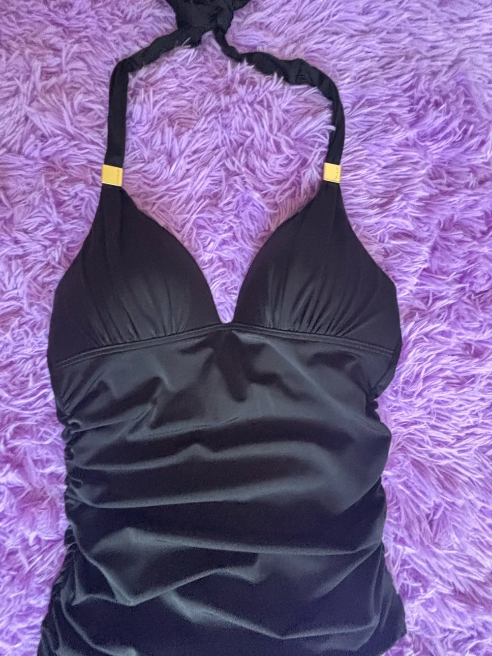 Victoria's Secret Black one piece Chemise Swim Top NWT